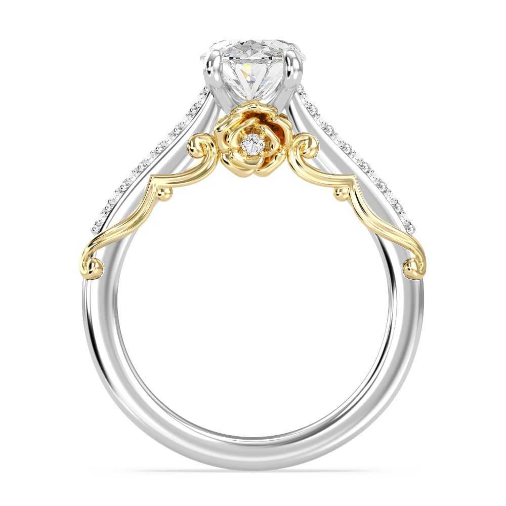 Enchanted Star Lab Grown Diamond 14K Gold Belle Rose Engagement Ring with White/Yellow Cut Diamond in 14KT Oval view 3
