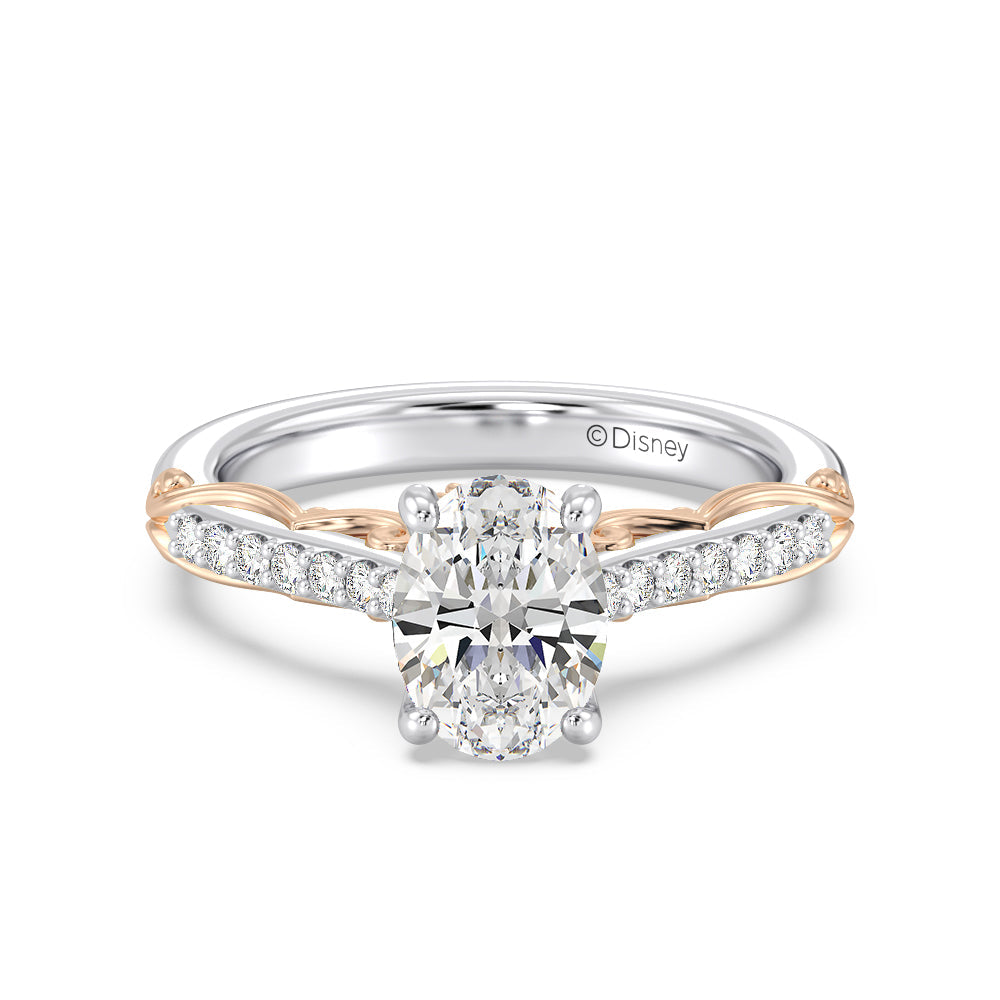 Enchanted Star Lab Grown Diamond 14K Gold Belle Rose Engagement Ring with White/Rose Cut Diamond in 14KT Oval view 2
