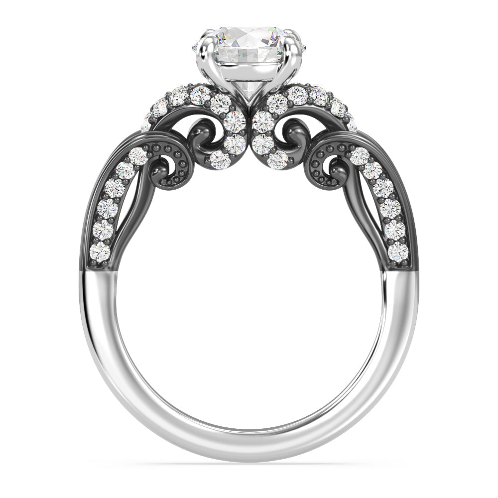 Enchanted Star Lab Grown Diamond 14K Gold Ursula Engagement Ring with Black/White Cut Diamond in 14KT Round view 3
