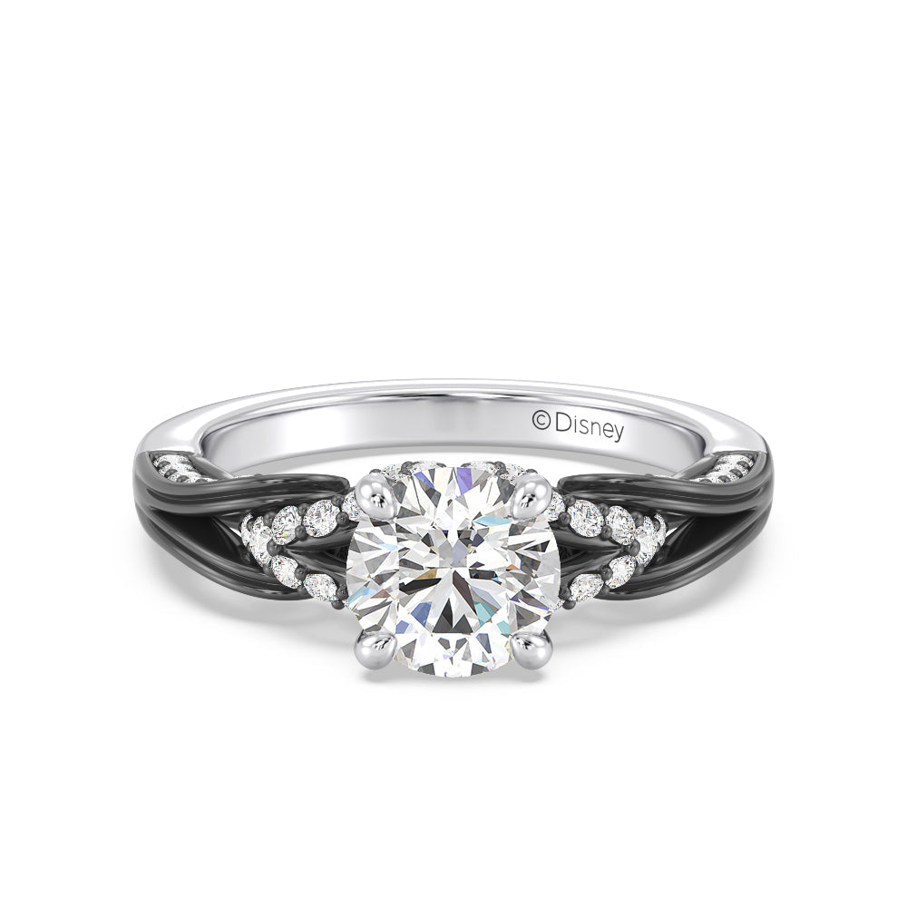 Enchanted Star Lab Grown Diamond 14K Gold Ursula Engagement Ring with Black/White Cut Diamond in 14KT Round view 2
