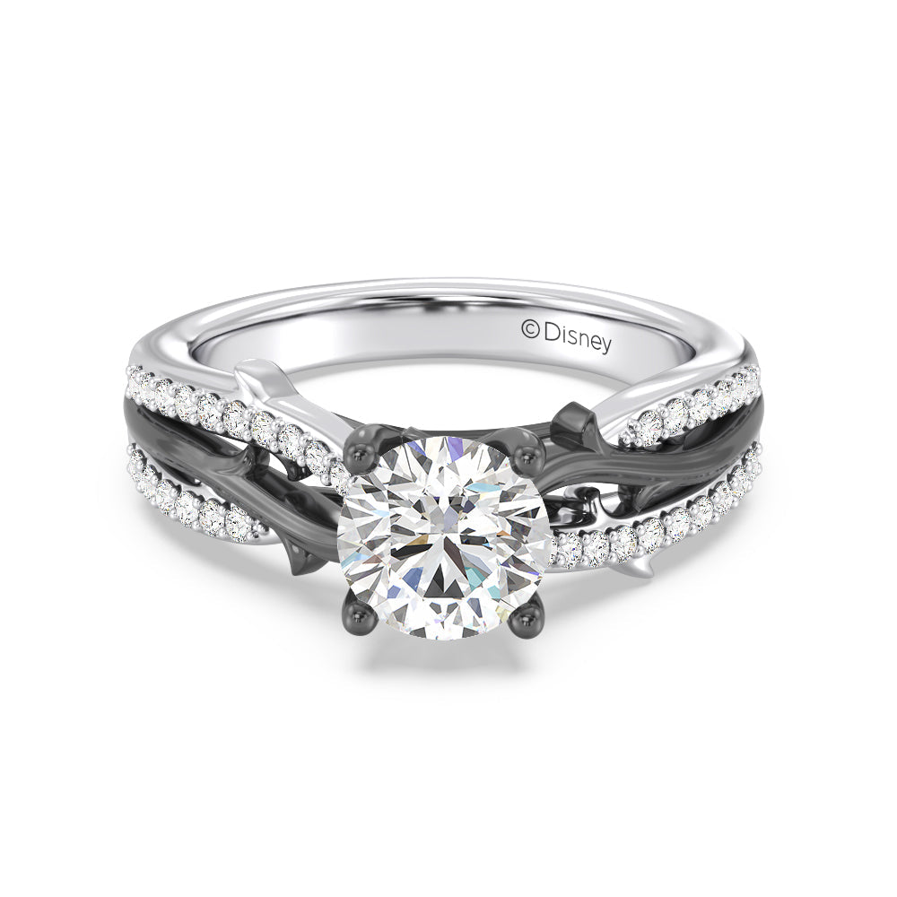 Enchanted Star Lab Grown Diamond 14K Gold Maleficent Engagement Ring with Black/White Cut Diamond in 14KT Round view 2
