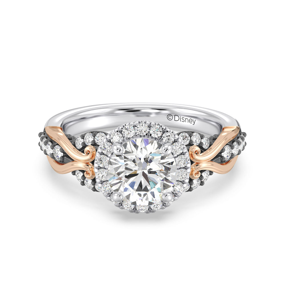 Enchanted Star Lab Grown Diamond 14K Gold Ursula Halo Engagement Ring with Black/Rose Cut Diamond in 14KT Round view 2
