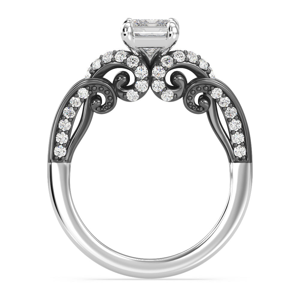 Enchanted Star Lab Grown Diamond 14K Gold Ursula Engagement Ring with Black/White Cut Diamond in 14KT Emerald view 3
