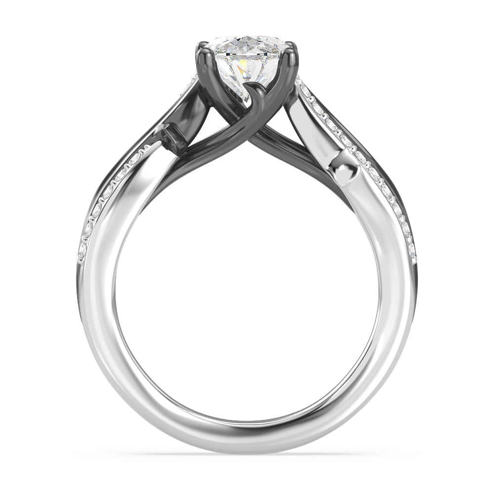 Enchanted Star Lab Grown Diamond 14K Gold Maleficent Engagement Ring with Black/White Cut Diamond in 14KT Oval view 3
