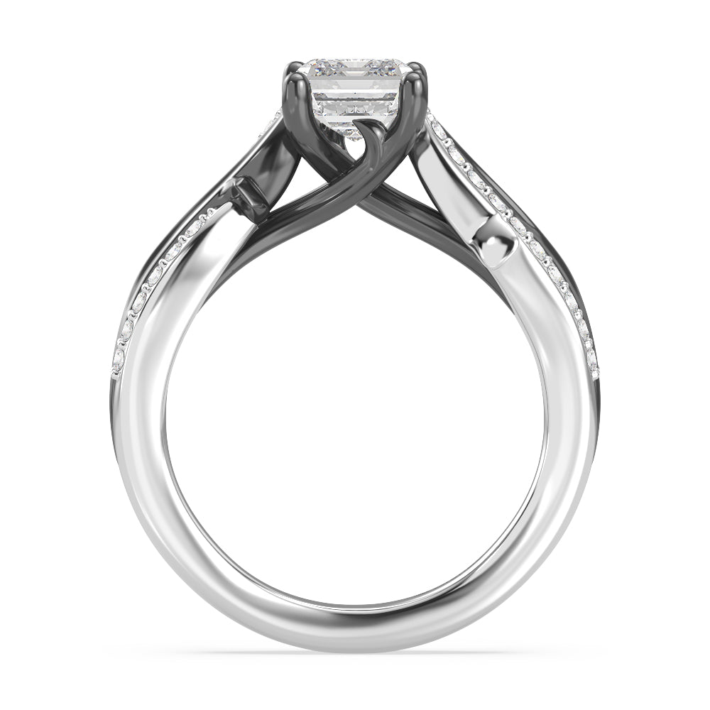 Enchanted Star Lab Grown Diamond 14K Gold Maleficent Engagement Ring with Black/White Cut Diamond in 14KT Emerald view 3

