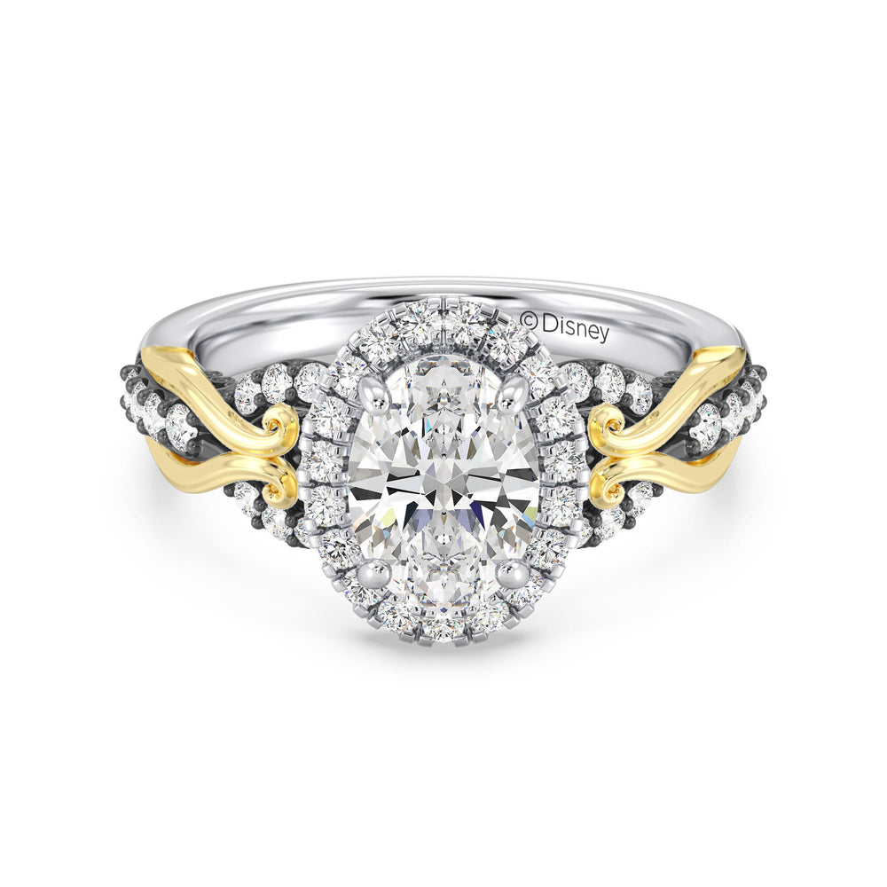 Enchanted Star Lab Grown Diamond 14K Gold Ursula Halo Engagement Ring with Black/Yellow Cut Diamond in 14KT Oval view 2
