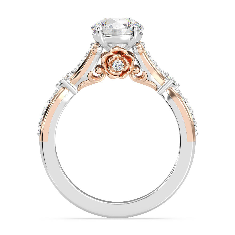 Enchanted Star Lab Grown Diamond 14K Gold Belle Ballroom Engagement Ring with White/Rose Cut Diamond in 14KT Round view 3
