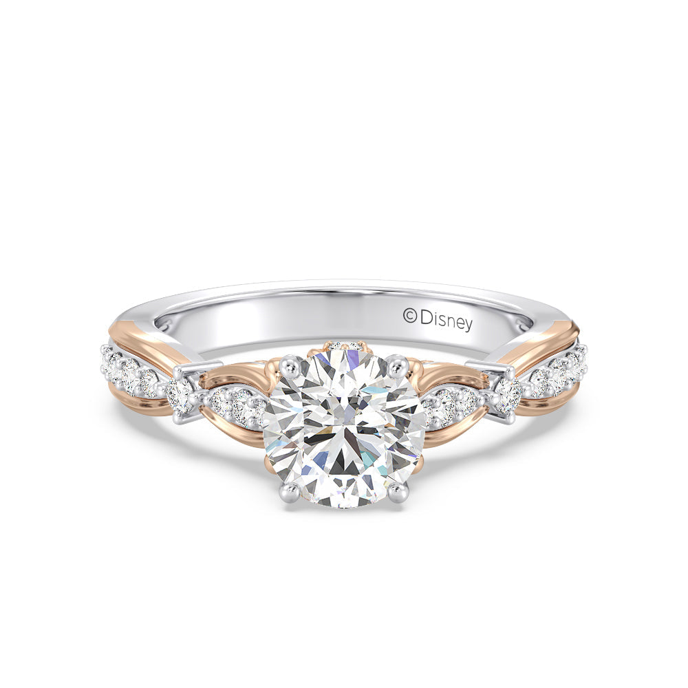 Enchanted Star Lab Grown Diamond 14K Gold Belle Ballroom Engagement Ring with White/Rose Cut Diamond in 14KT Round view 2
