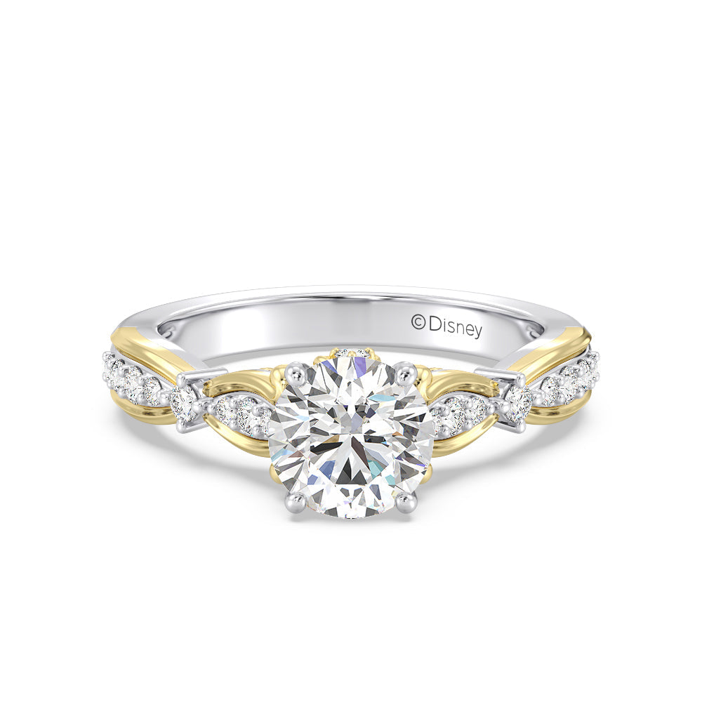 Enchanted Star Lab Grown Diamond 14K Gold Belle Ballroom Engagement Ring with White/Yellow Cut Diamond in 14KT Round view 2
