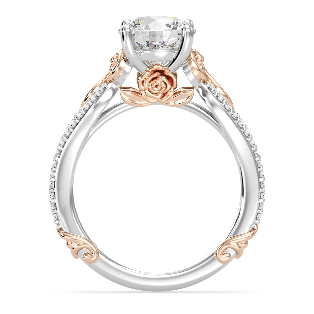 Enchanted Star Lab Grown Diamond 14K Gold Belle Vintage Engagement Ring with White/Rose Cut Diamond in 14KT Round view 3
