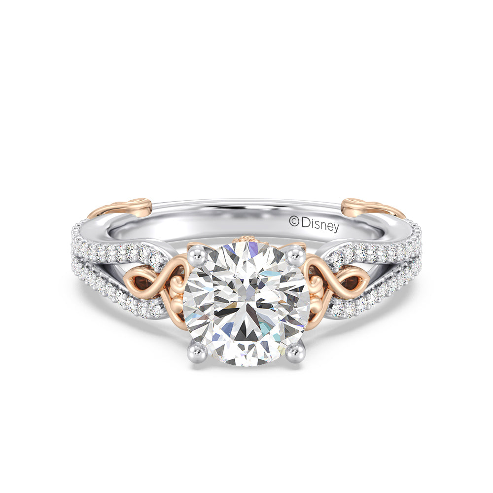 Enchanted Star Lab Grown Diamond 14K Gold Belle Vintage Engagement Ring with White/Rose Cut Diamond in 14KT Round view 2
