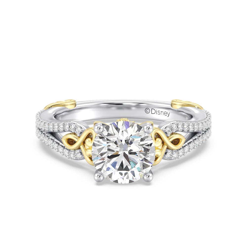 Enchanted Star Lab Grown Diamond 14K Gold Belle Vintage Engagement Ring with White/Yellow Cut Diamond in 14KT Round view 2
