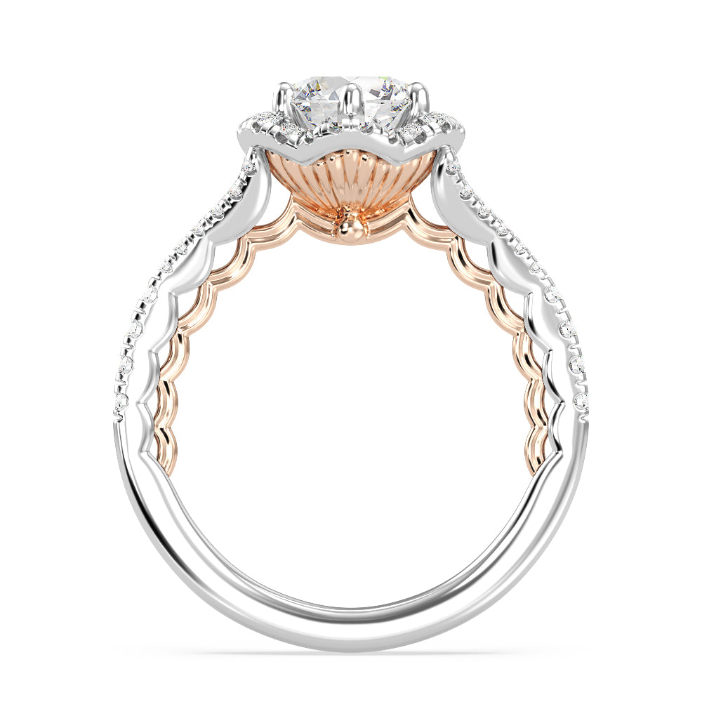 Enchanted Star Lab Grown Diamond 14K Gold Ariel Halo Engagement Ring with White/Rose Cut Diamond in 14KT Round view 3
