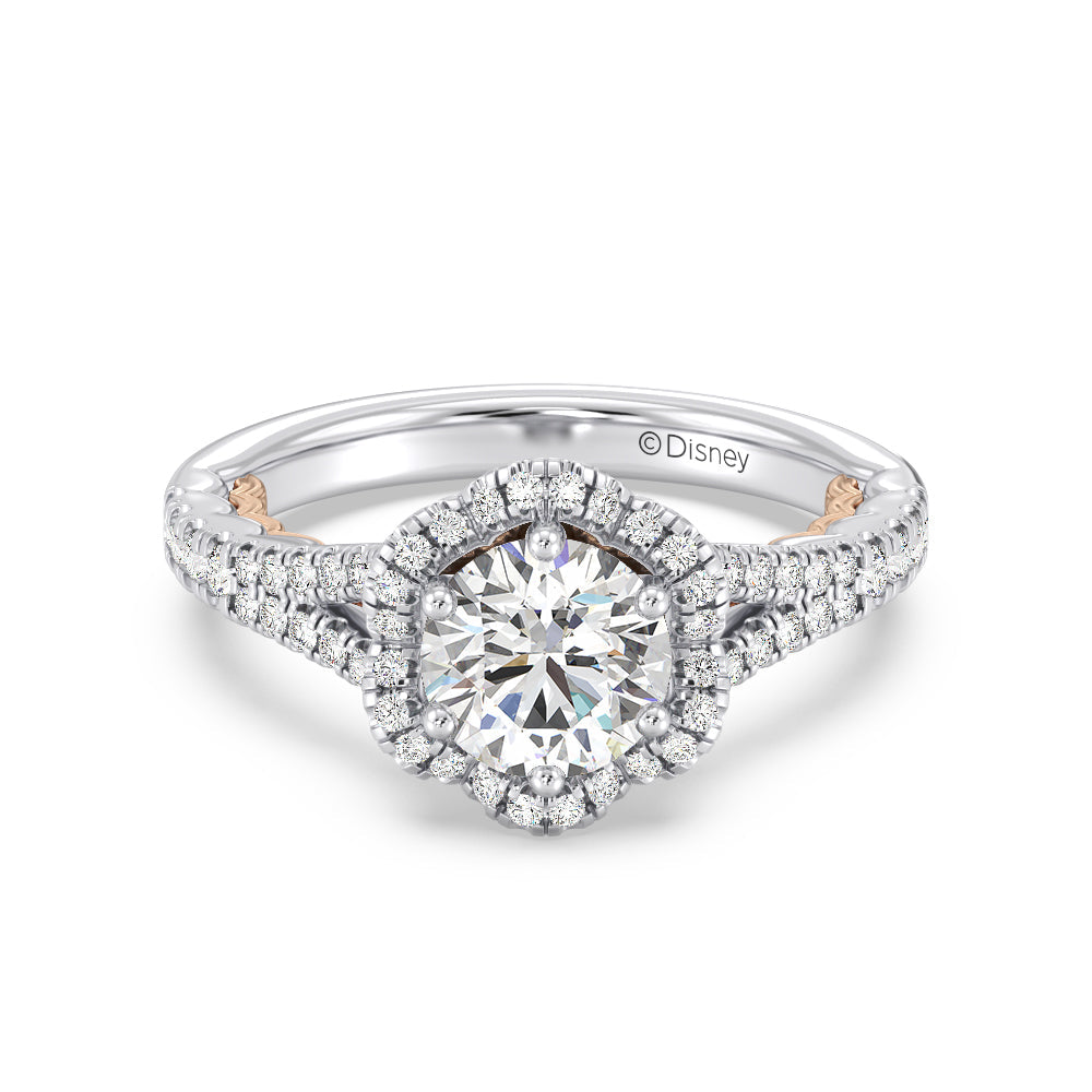 Enchanted Star Lab Grown Diamond 14K Gold Ariel Halo Engagement Ring with White/Rose Cut Diamond in 14KT Round view 2
