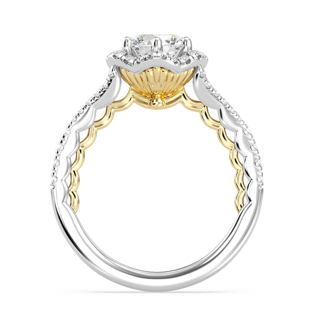 Enchanted Star Lab Grown Diamond 14K Gold Ariel Halo Engagement Ring with White/Yellow Cut Diamond in 14KT Round view 3
