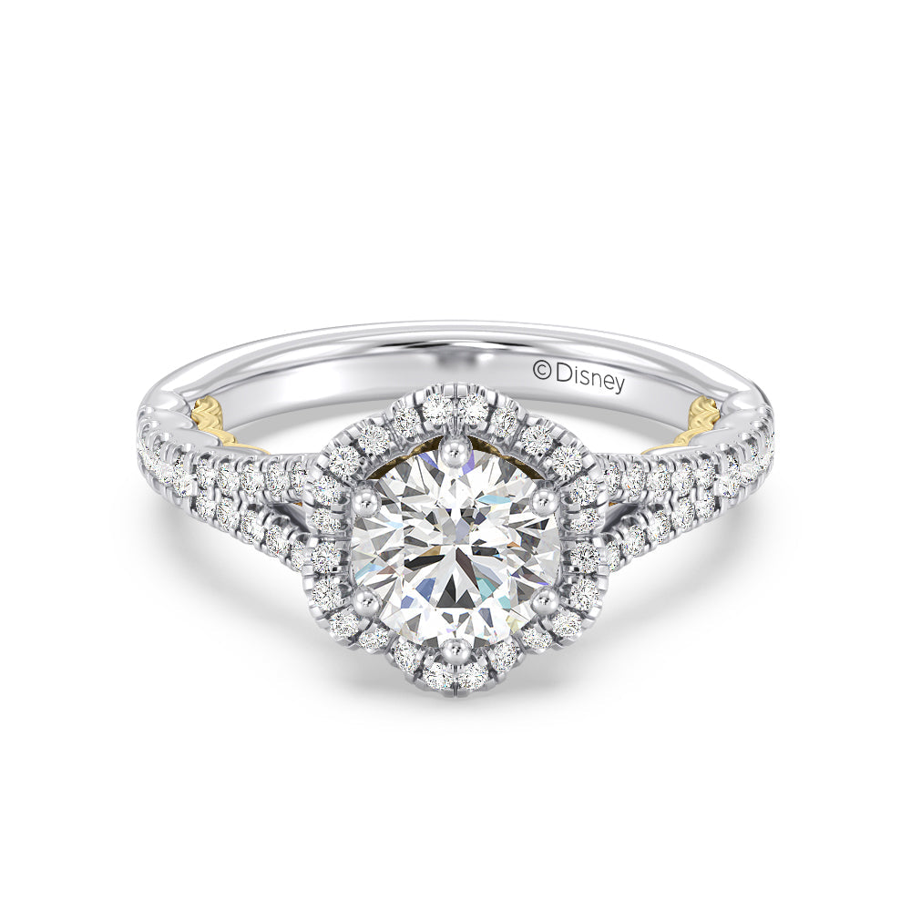 Enchanted Star Lab Grown Diamond 14K Gold Ariel Halo Engagement Ring with White/Yellow Cut Diamond in 14KT Round view 2
