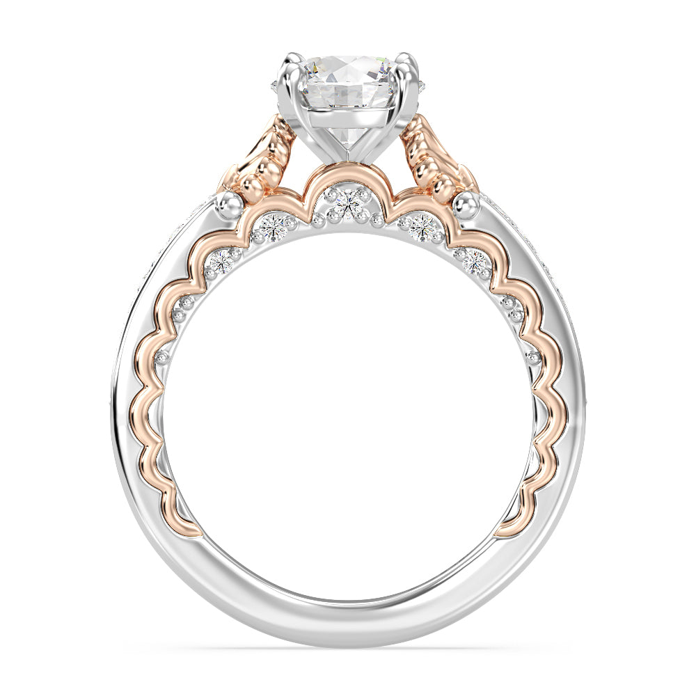 Enchanted Star Lab Grown Diamond 14K Gold Ariel Two-Tone In-Lay Engagement Ring with White/Rose Cut Diamond in 14KT Round view 3
