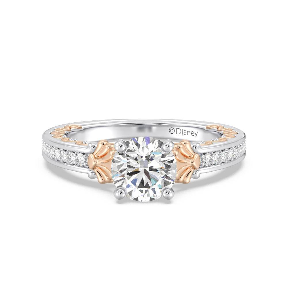 Enchanted Star Lab Grown Diamond 14K Gold Ariel Two-Tone In-Lay Engagement Ring with White/Rose Cut Diamond in 14KT Round view 2
