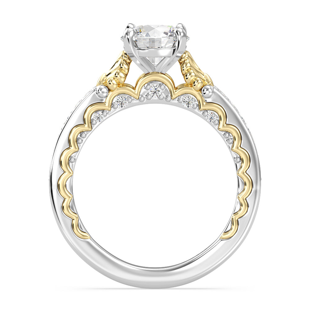 Enchanted Star Lab Grown Diamond 14K Gold Ariel Two-Tone In-Lay Engagement Ring with White/Yellow Cut Diamond in 14KT Round view 3
