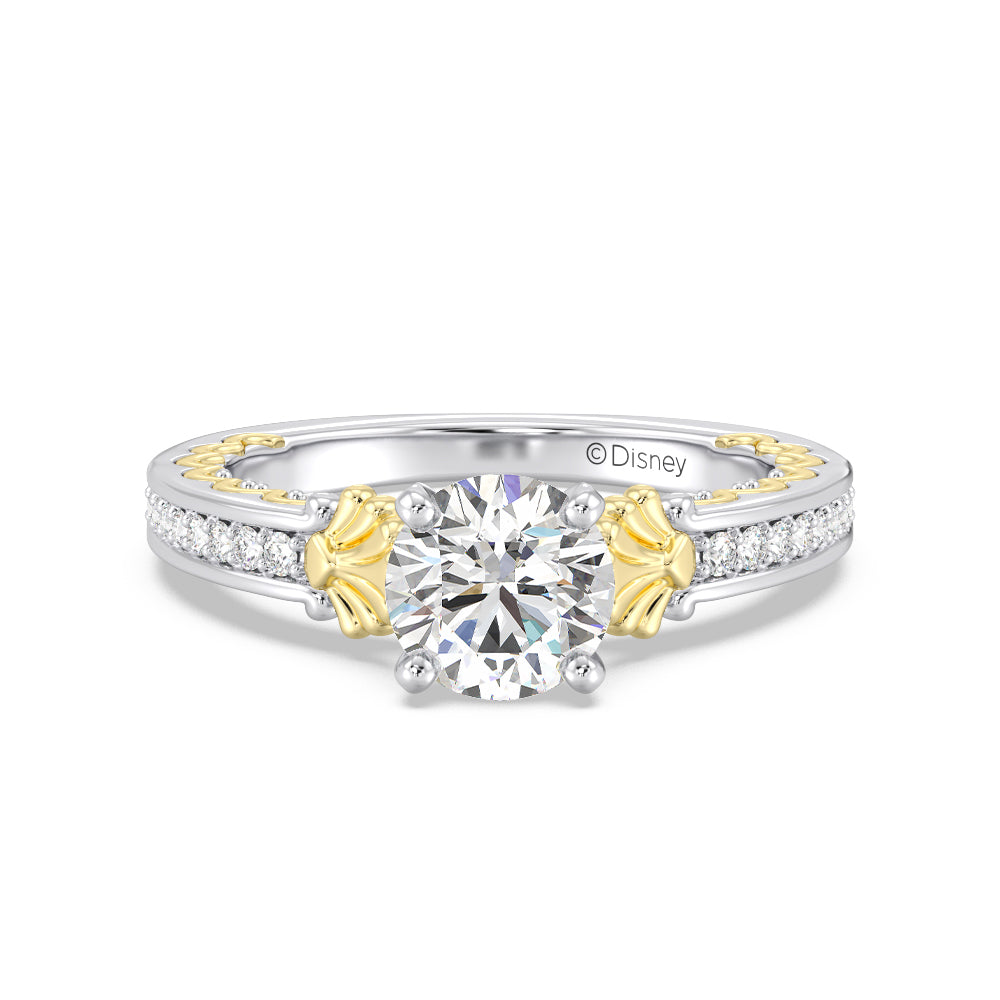Enchanted Star Lab Grown Diamond 14K Gold Ariel Two-Tone In-Lay Engagement Ring with White/Yellow Cut Diamond in 14KT Round view 2

