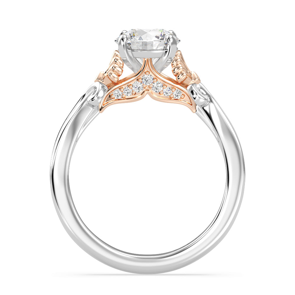 Enchanted Star Lab Grown Diamond 14K Gold Ariel Mermaid Engagement Ring with White/Rose Cut Diamond in 14KT Round view 3
