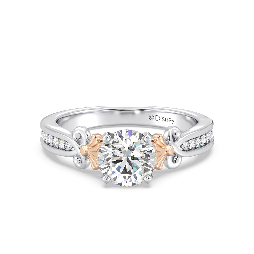 Enchanted Star Lab Grown Diamond 14K Gold Ariel Mermaid Engagement Ring with White/Rose Cut Diamond in 14KT Round view 2
