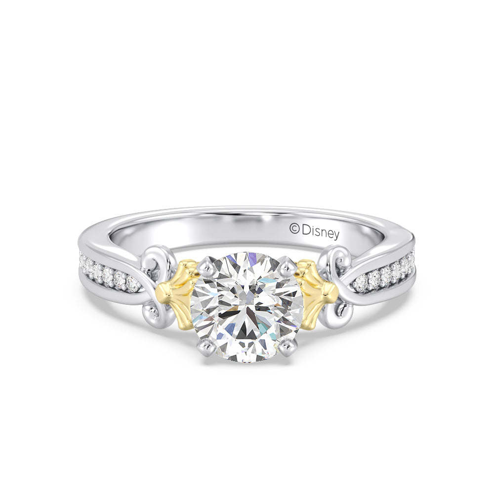 Enchanted Star Lab Grown Diamond 14K Gold Ariel Mermaid Engagement Ring with White/Yellow Cut Diamond in 14KT Round view 2
