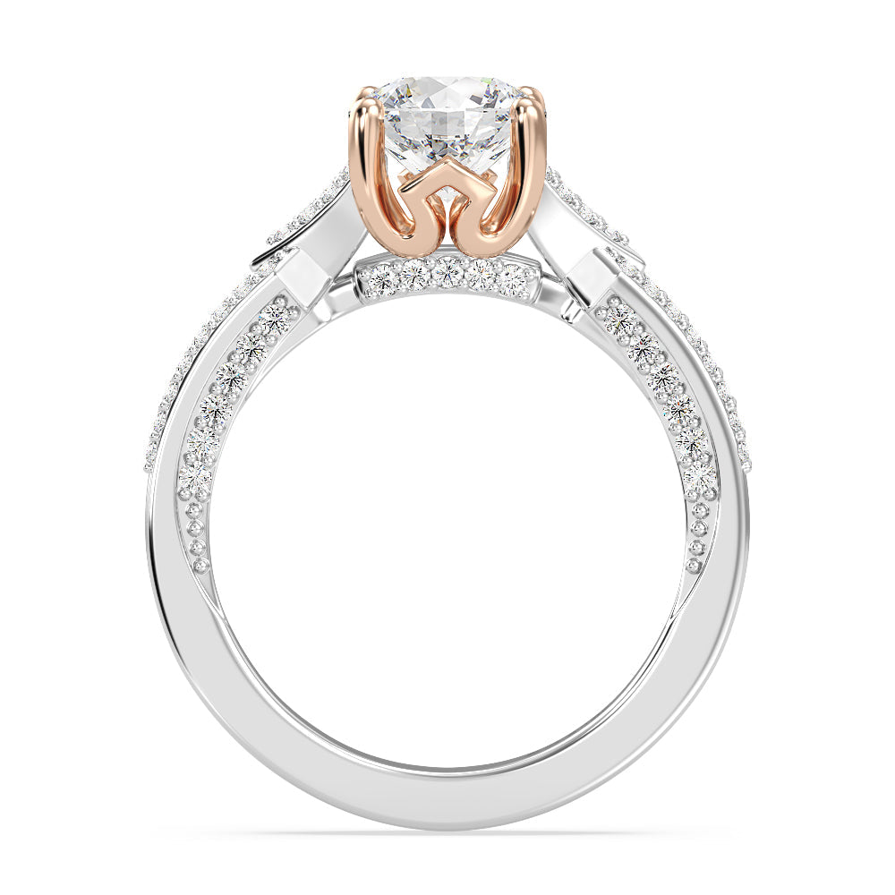 Enchanted Star Lab Grown Diamond 14K Gold Aurora Crown Engagement Ring with White/Rose Cut Diamond in 14KT Round view 3
