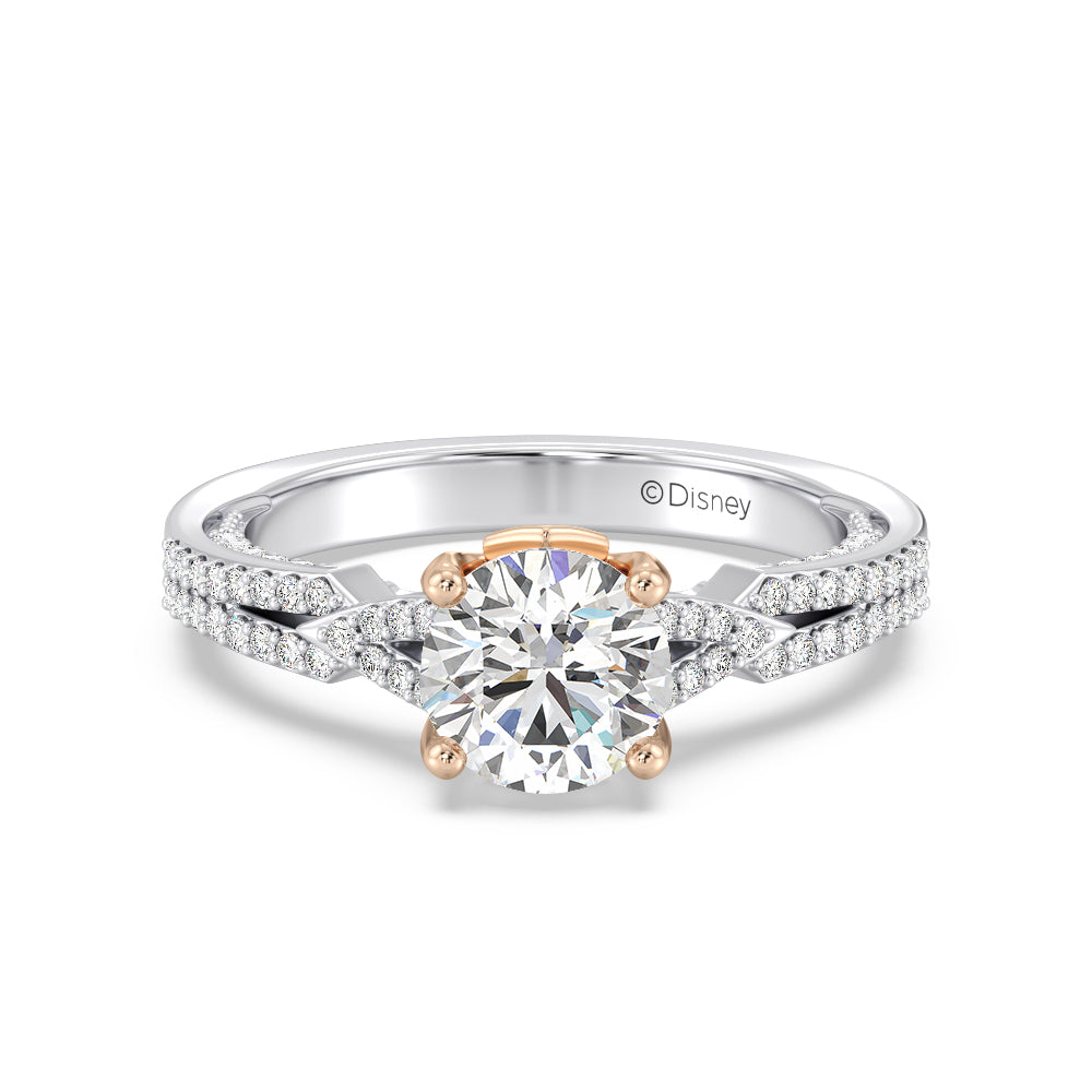 Enchanted Star Lab Grown Diamond 14K Gold Aurora Crown Engagement Ring with White/Rose Cut Diamond in 14KT Round view 2
