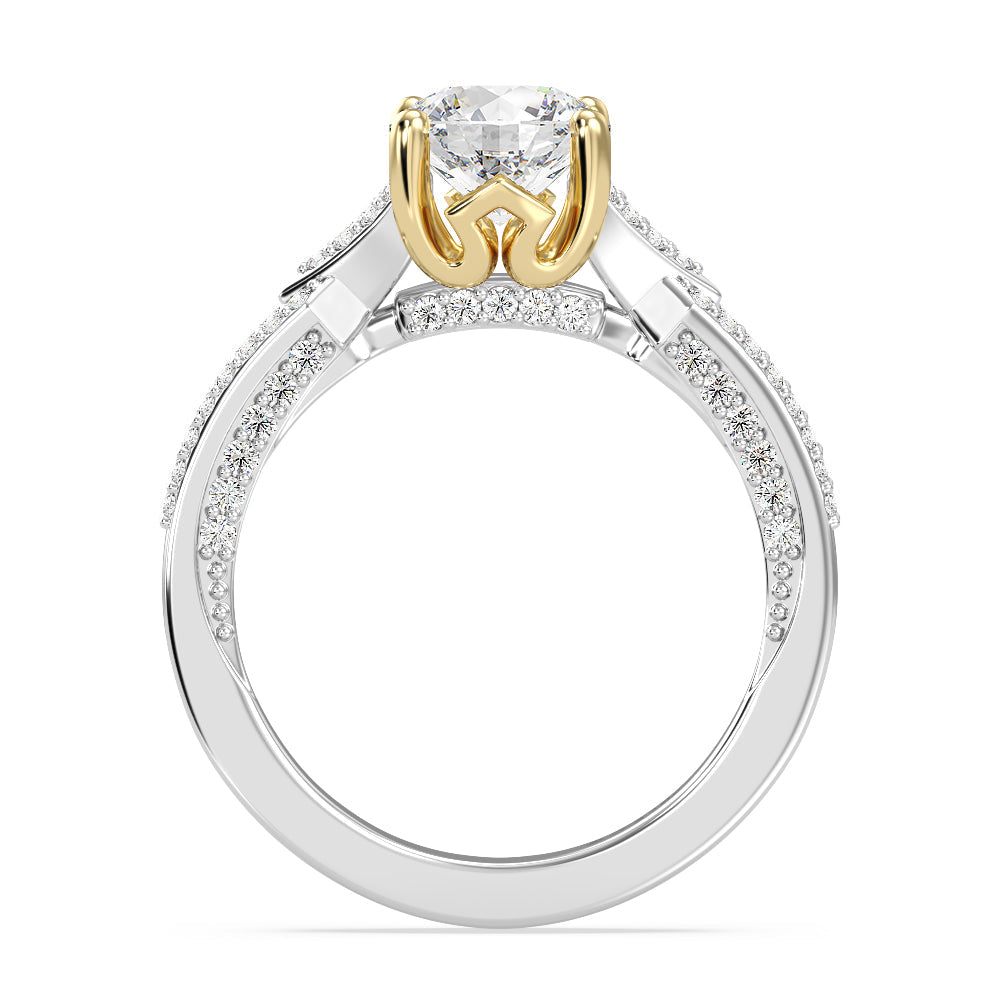 Enchanted Star Lab Grown Diamond 14K Gold Aurora Crown Engagement Ring with White/Yellow Cut Diamond in 14KT Round view 3

