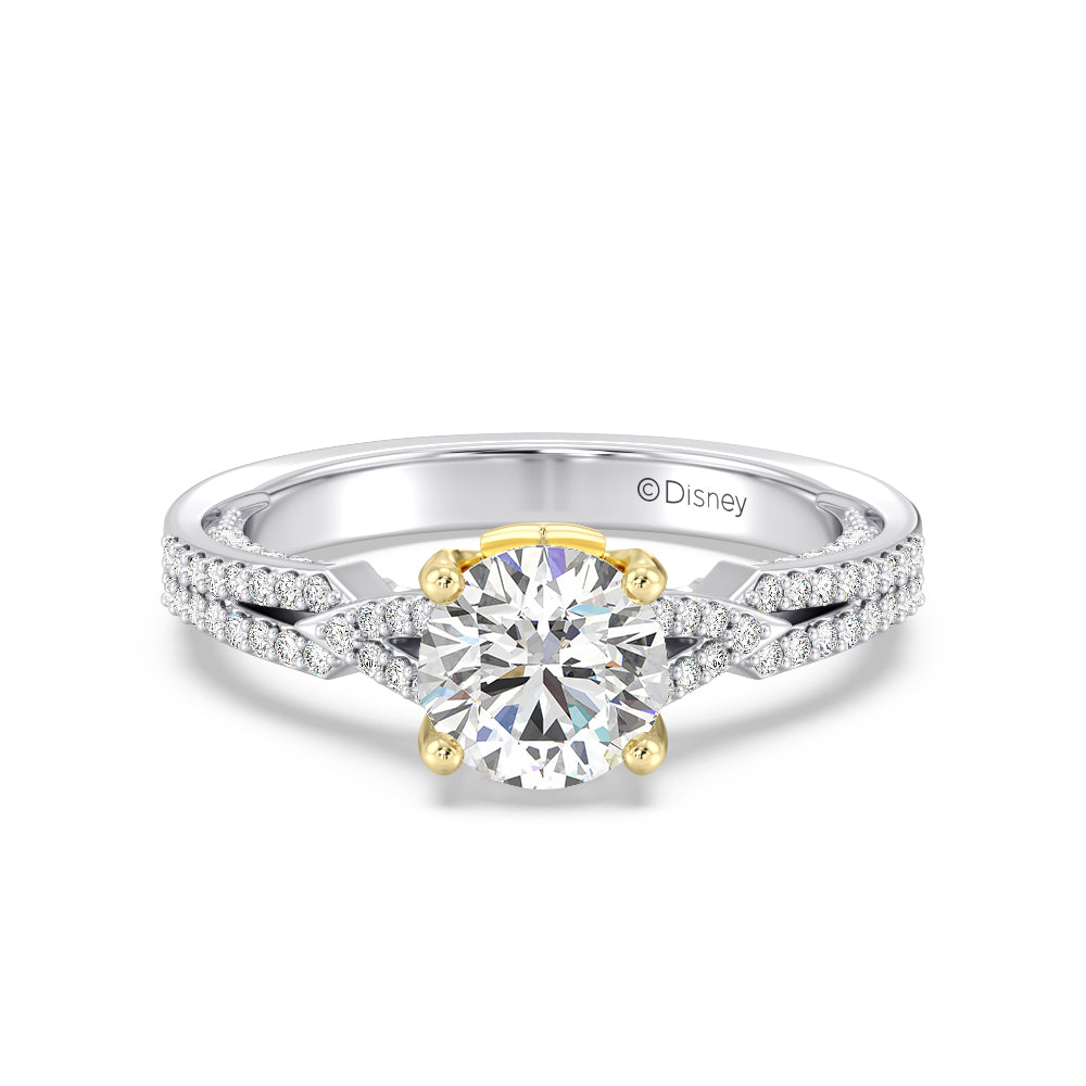 Enchanted Star Lab Grown Diamond 14K Gold Aurora Crown Engagement Ring with White/Yellow Cut Diamond in 14KT Round view 2
