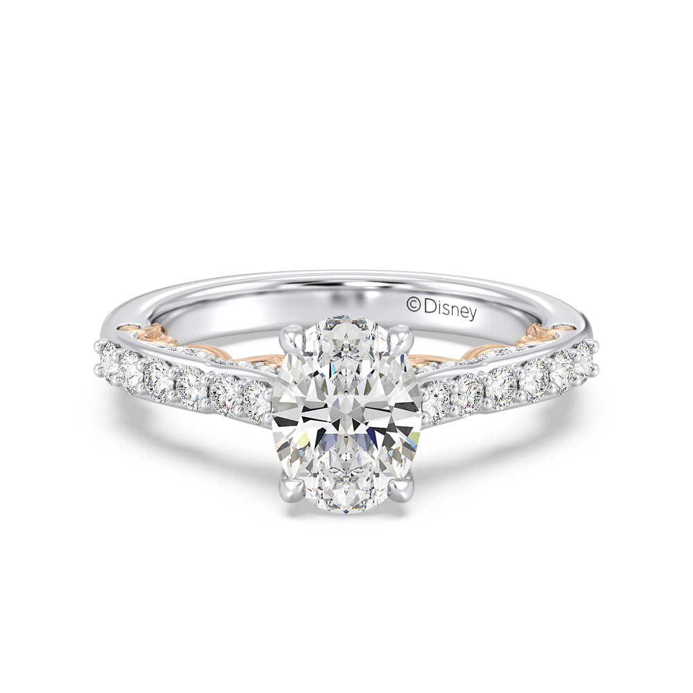 Enchanted Star Lab Grown Diamond 14K Gold Belle Rose Engagement Ring with White/Rose Cut Diamond in 14KT Oval view 2
