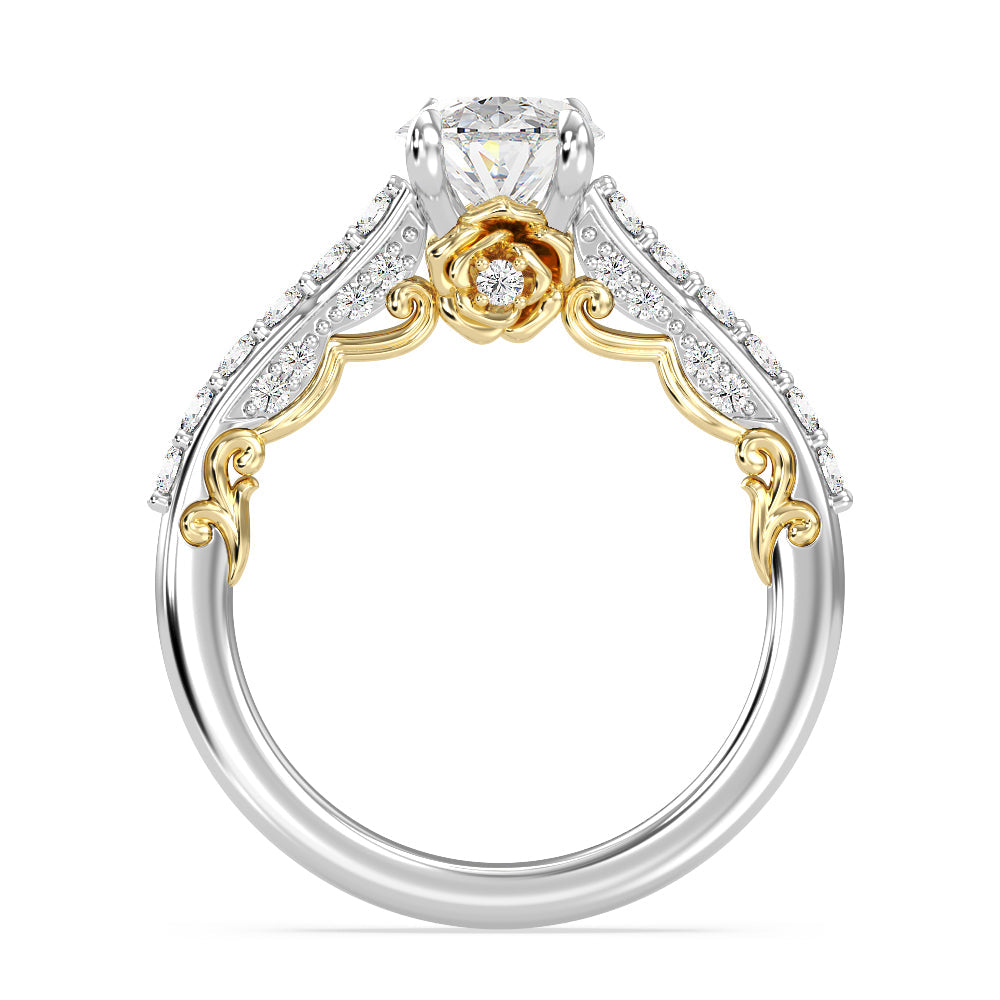Enchanted Star Lab Grown Diamond 14K Gold Belle Rose Engagement Ring with White/Yellow Cut Diamond in 14KT Oval view 3
