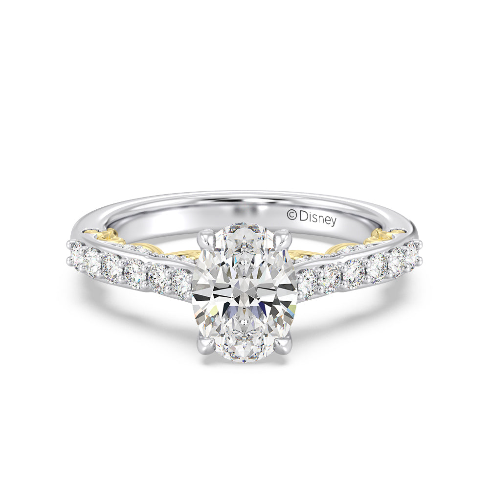 Enchanted Star Lab Grown Diamond 14K Gold Belle Rose Engagement Ring with White/Yellow Cut Diamond in 14KT Oval view 2
