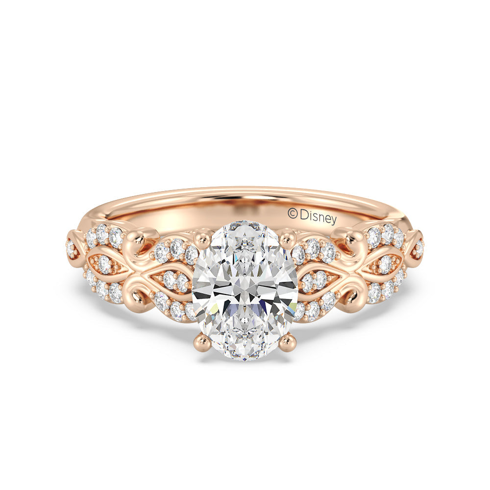 Enchanted Star Lab Grown Diamond Cinderella Carriage Engagement Ring with Rose Cut Diamond in 14KT Oval view 3
