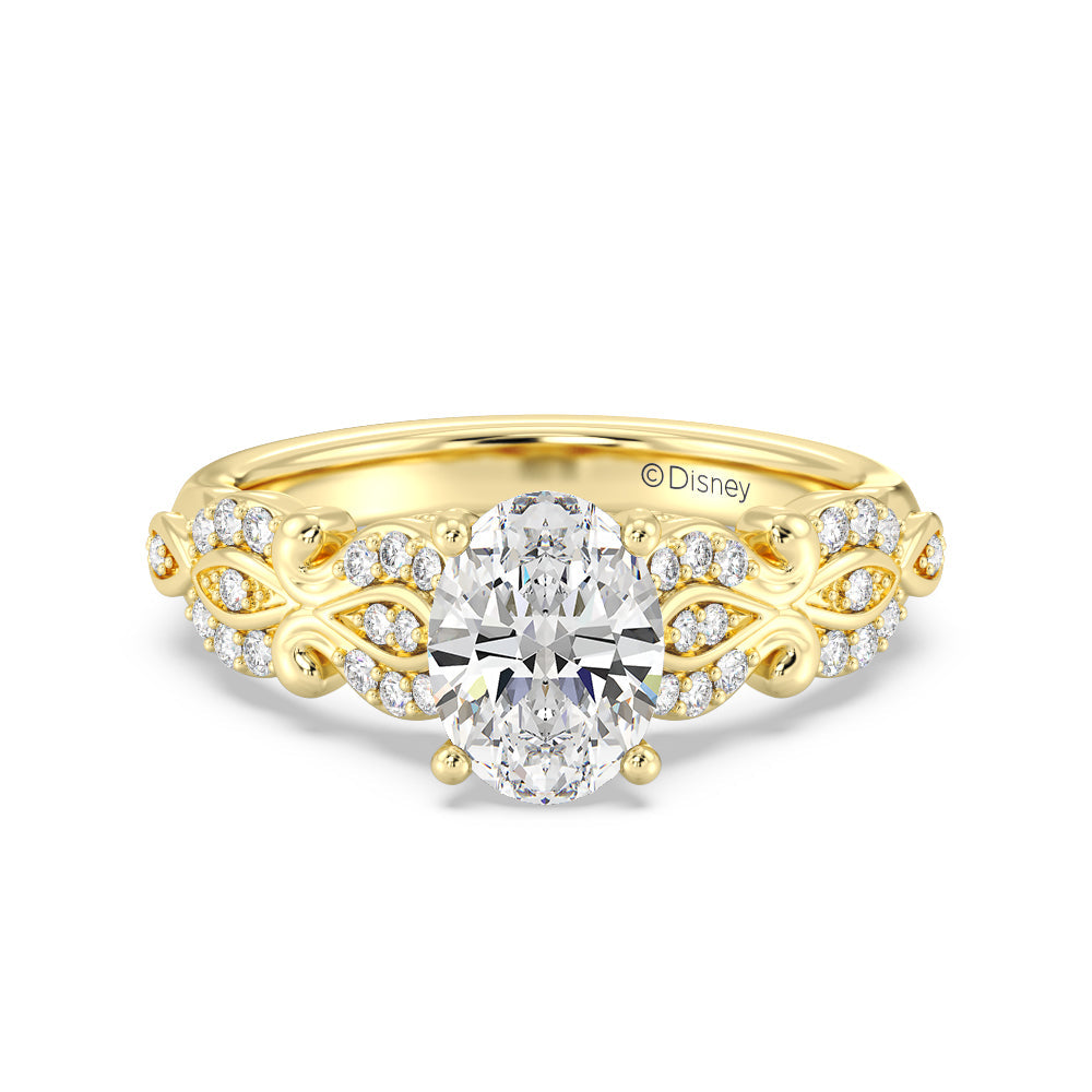 Enchanted Star Lab Grown Diamond Cinderella Carriage Engagement Ring with Yellow Cut Diamond in 14KT Oval view 3
