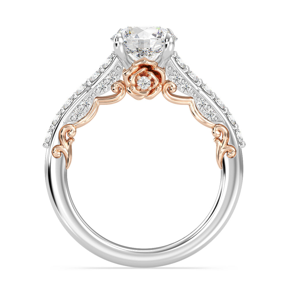 Enchanted Star Lab Grown Diamond 14K Gold Belle Rose Engagement Ring with White/Rose Cut Diamond in 14KT Round view 3

