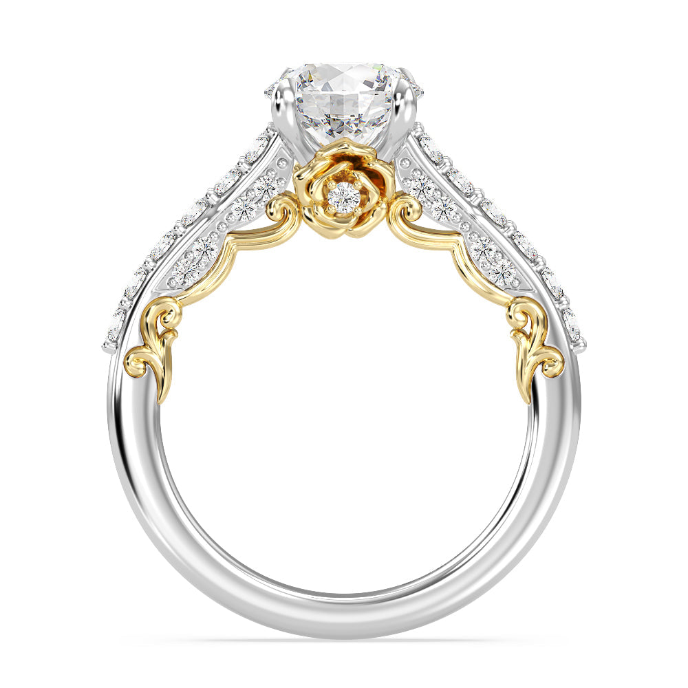 Enchanted Star Lab Grown Diamond 14K Gold Belle Rose Engagement Ring with White/Yellow Cut Diamond in 14KT Round view 3
