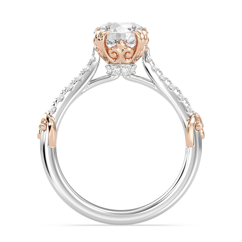 Enchanted Star Lab Grown Diamond 14K Gold Aurora Engagement Ring with White/Rose Cut Diamond in 14KT Round view 3
