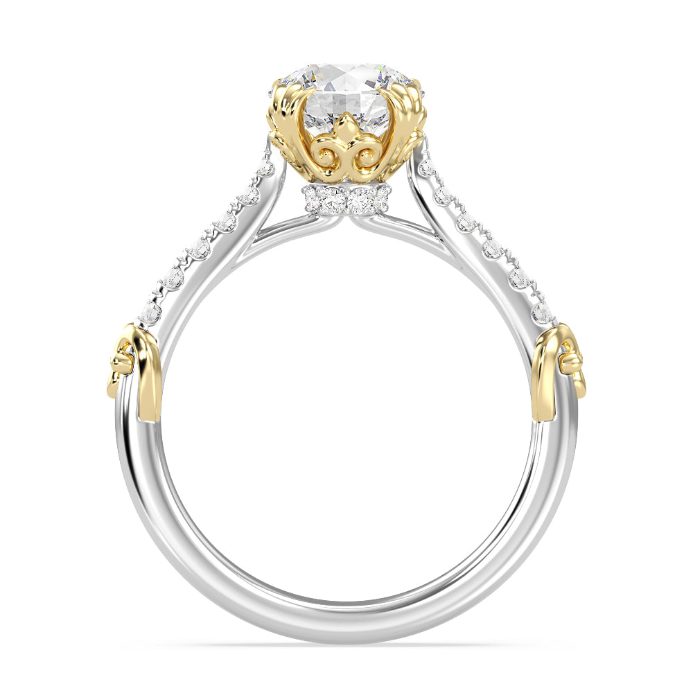 Enchanted Star Lab Grown Diamond 14K Gold Aurora Engagement Ring with White/Yellow Cut Diamond in 14KT Round view 3
