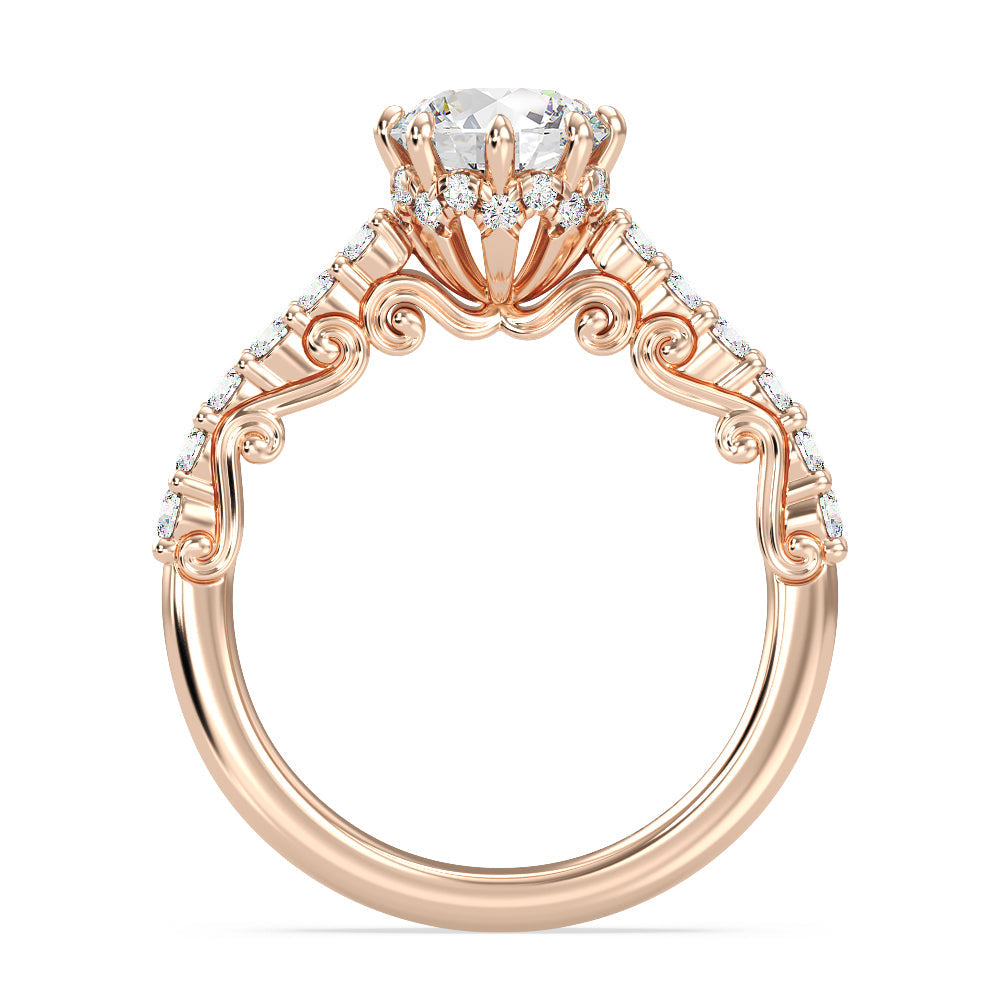 Enchanted Star Lab Grown Diamond 14K Gold Cinderella Filigree Engagement Ring with Rose Cut Diamond in 14KT Round view 3
