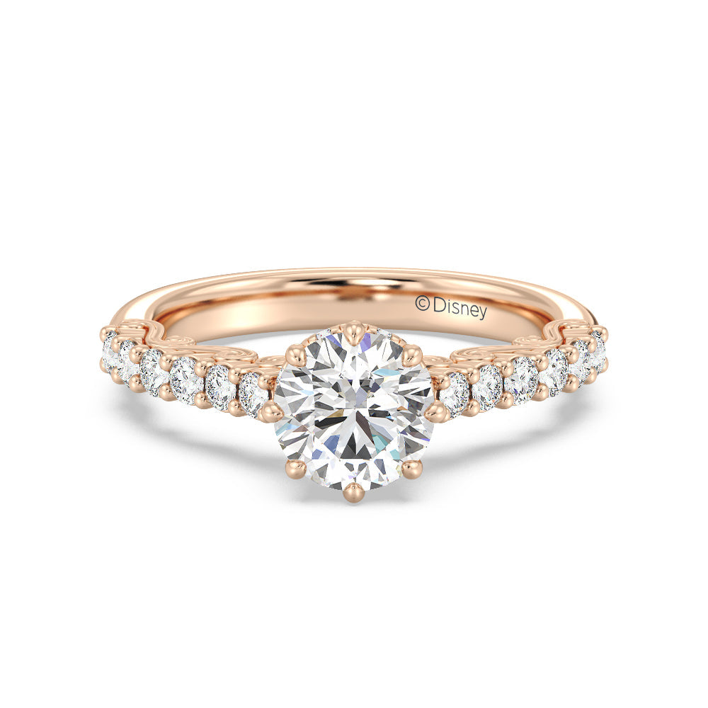 Enchanted Star Lab Grown Diamond 14K Gold Cinderella Filigree Engagement Ring with Rose Cut Diamond in 14KT Round view 2
