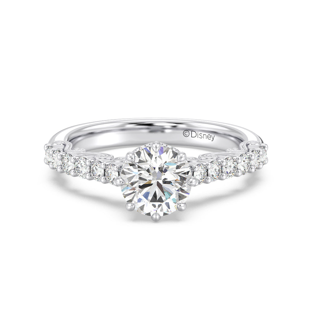 Enchanted Star Lab Grown Diamond 14K Gold Cinderella Filigree Engagement Ring with White Cut Diamond in 14KT Round view 2
