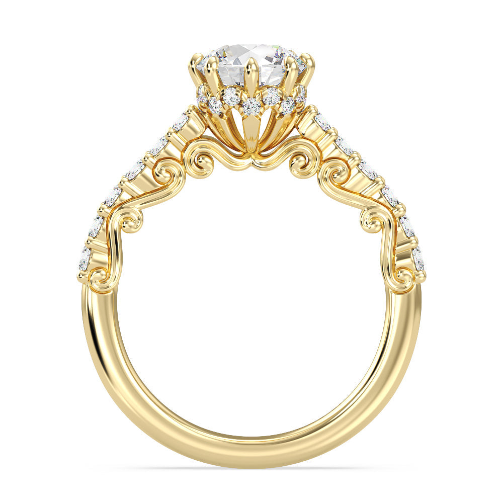 Enchanted Star Lab Grown Diamond 14K Gold Cinderella Filigree Engagement Ring with Yellow Cut Diamond in 14KT Round view 3
