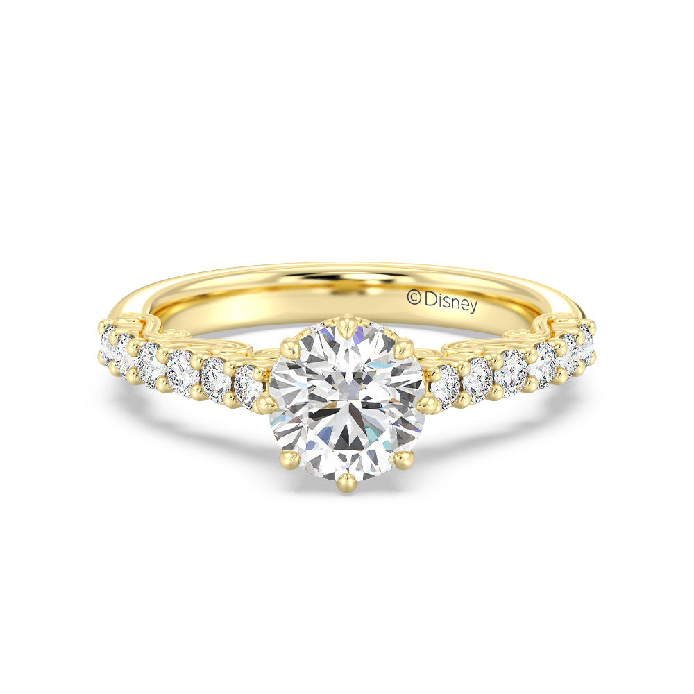 Enchanted Star Lab Grown Diamond 14K Gold Cinderella Filigree Engagement Ring with Yellow Cut Diamond in 14KT Round view 2
