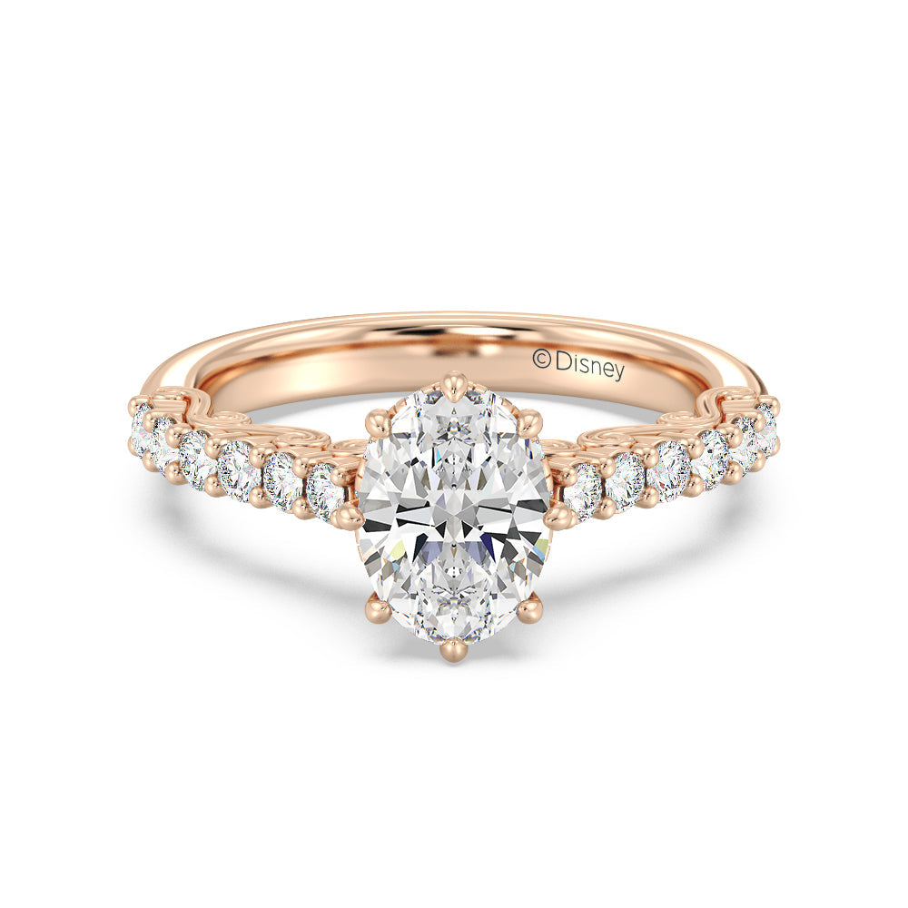 Enchanted Star Lab Grown Diamond 14K Gold Cinderella Filigree Engagement Ring with Rose Cut Diamond in 14KT Oval view 2
