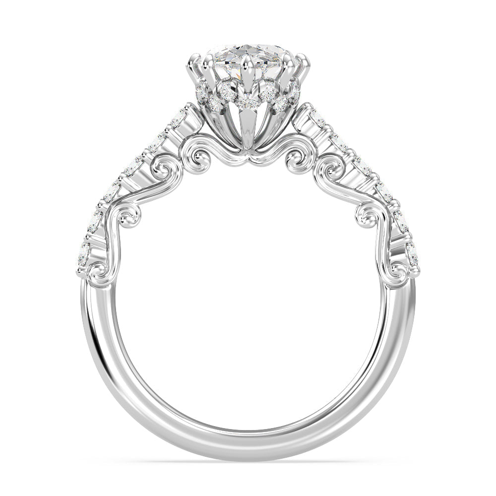 Enchanted Star Lab Grown Diamond 14K Gold Cinderella Filigree Engagement Ring with White Cut Diamond in 14KT Oval view 3
