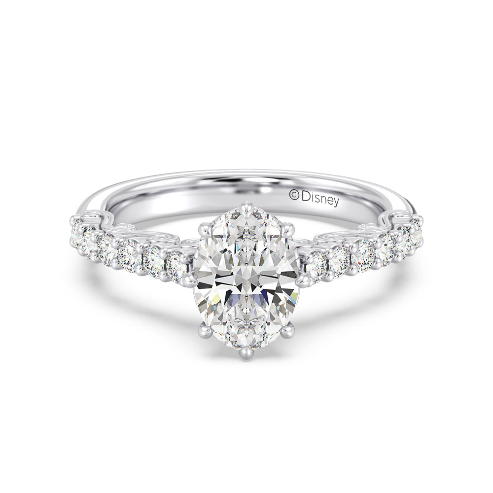 Enchanted Star Lab Grown Diamond 14K Gold Cinderella Filigree Engagement Ring with White Cut Diamond in 14KT Oval view 2
