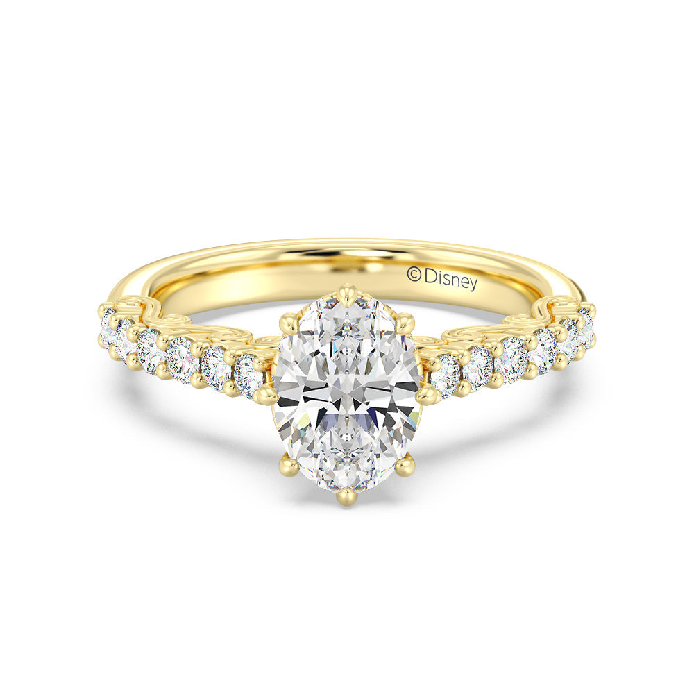 Enchanted Star Lab Grown Diamond 14K Gold Cinderella Filigree Engagement Ring with Yellow Cut Diamond in 14KT Oval view 2
