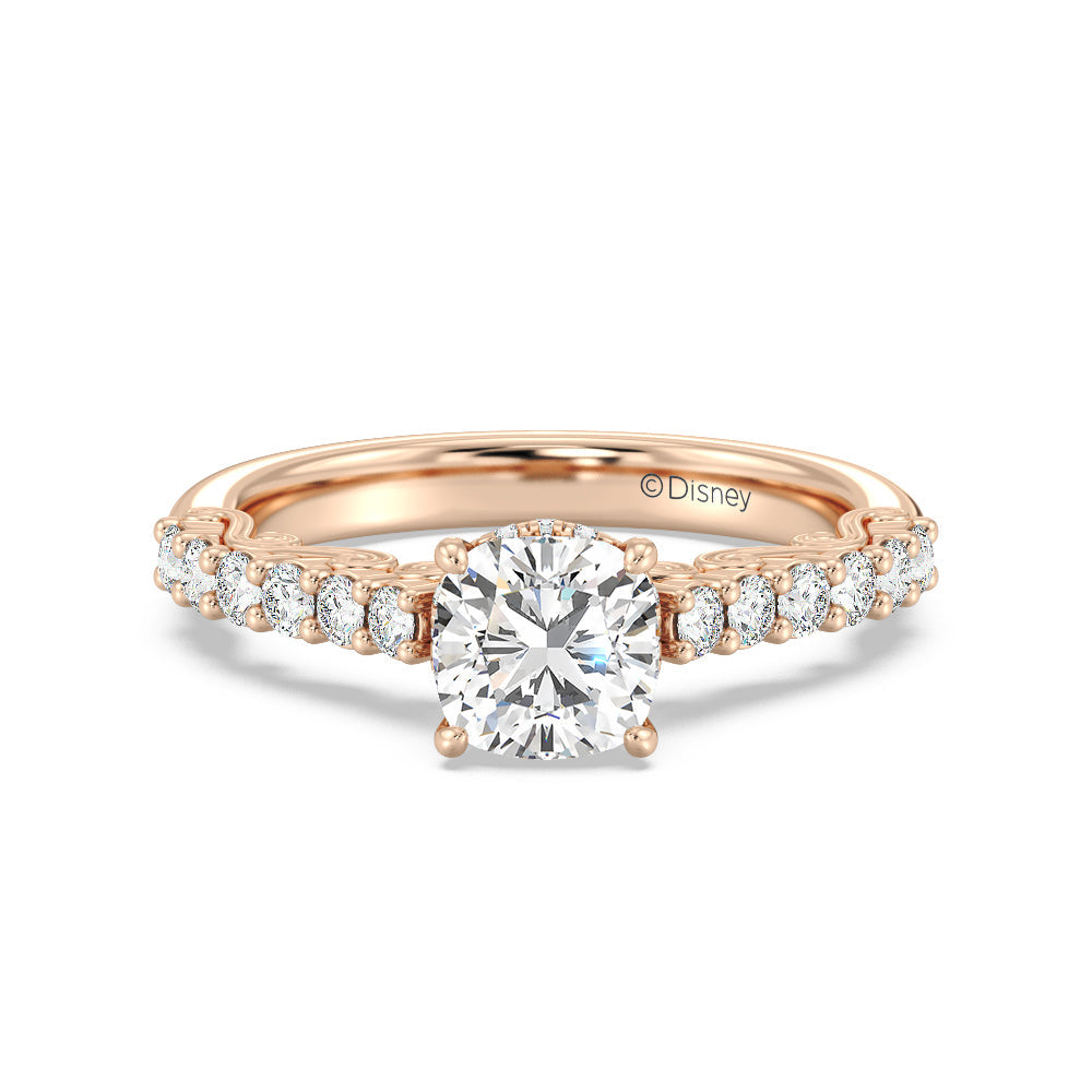 Enchanted Star Lab Grown Diamond 14K Gold Cinderella Filigree Engagement Ring with Rose Cut Diamond in 14KT Cushion view 2
